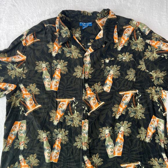 Vintage Y2K Puritan Beer And Cigar Print Button-Up Short Sleeve Shirt 2XL - Picture 5 of 7